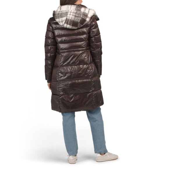 SCOTCH & SODA Black Willemina Down Fill Mixed Media Long Channel Quilted Coat - Picture 2 of 2